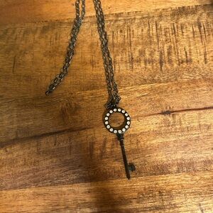 Black tone chain with  diamond key pendant